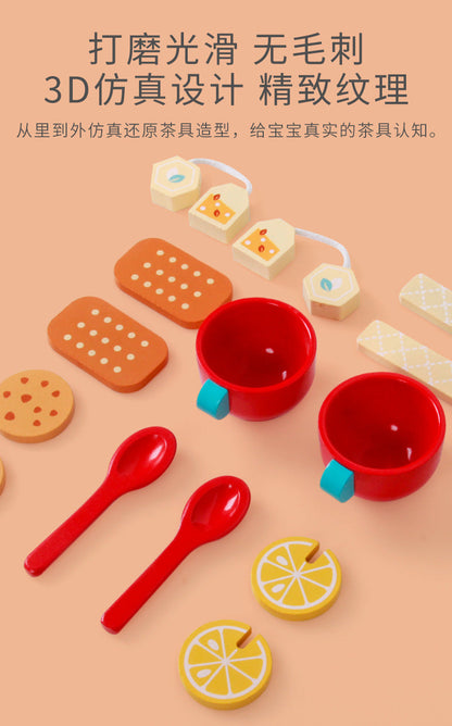 Kinmilo wooden pretend afternoon tea set product photograph 11