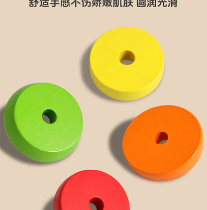 Four fruit Montessori wooden ring stacking toy product and detail photo 27