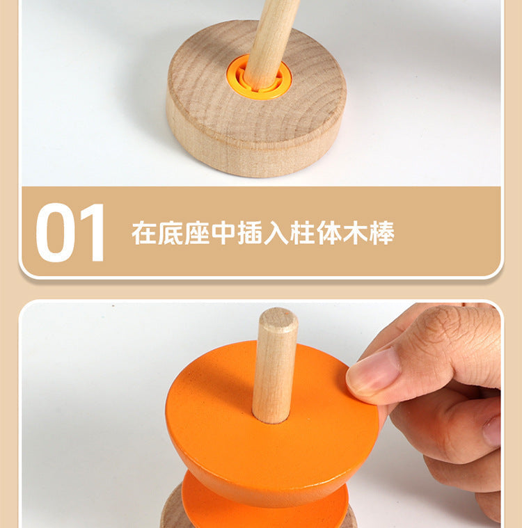 Wooden fruit Montessori activity stacking rings and dimensions image 34