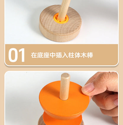 Wooden fruit Montessori activity stacking rings and dimensions image 34