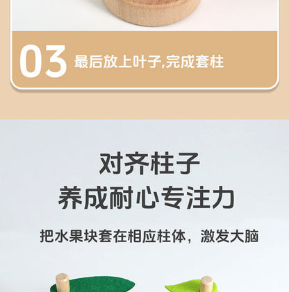 Wooden fruit Montessori activity stacking rings and dimensions image 35