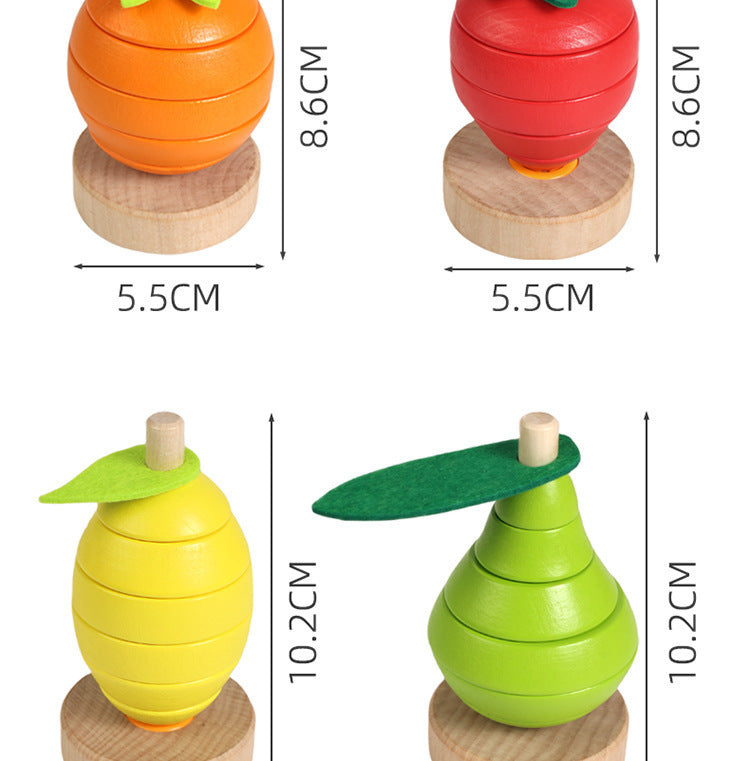Wooden fruit Montessori activity stacking rings and dimensions image 37