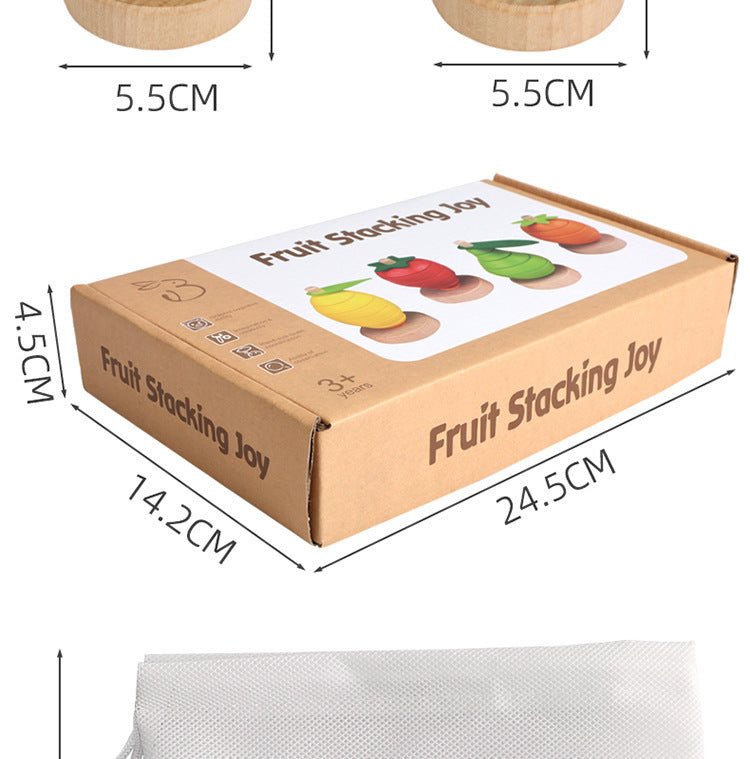 Wooden fruit Montessori activity stacking rings and dimensions image 40