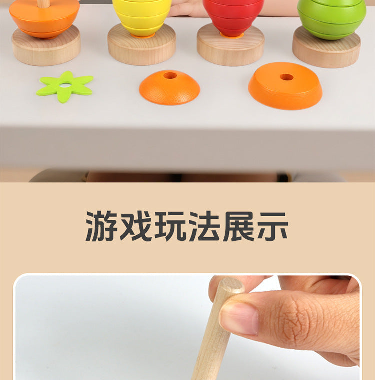 Four fruit Montessori threading stacking toy sizes and details photo 45
