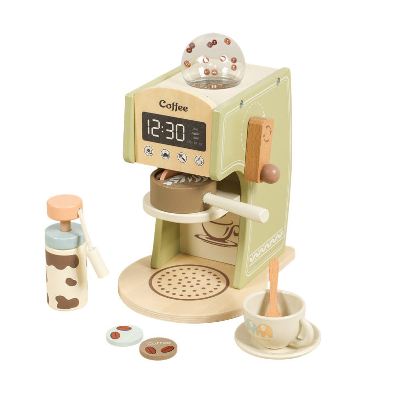 Kinmilo wooden mini kitchen appliance pretend play coffee maker, toaster and mixer detail view 8
