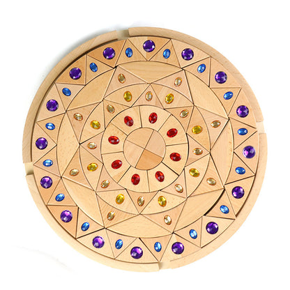 Kinmilo rainbow colored wooden construction blocks mosaic and geometric pattern design 5
