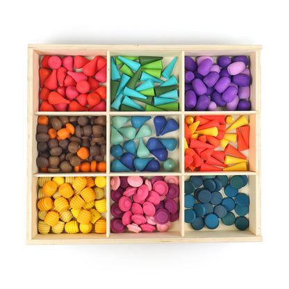 Kinmilo rainbow colored wooden construction blocks mosaic and geometric pattern design 7