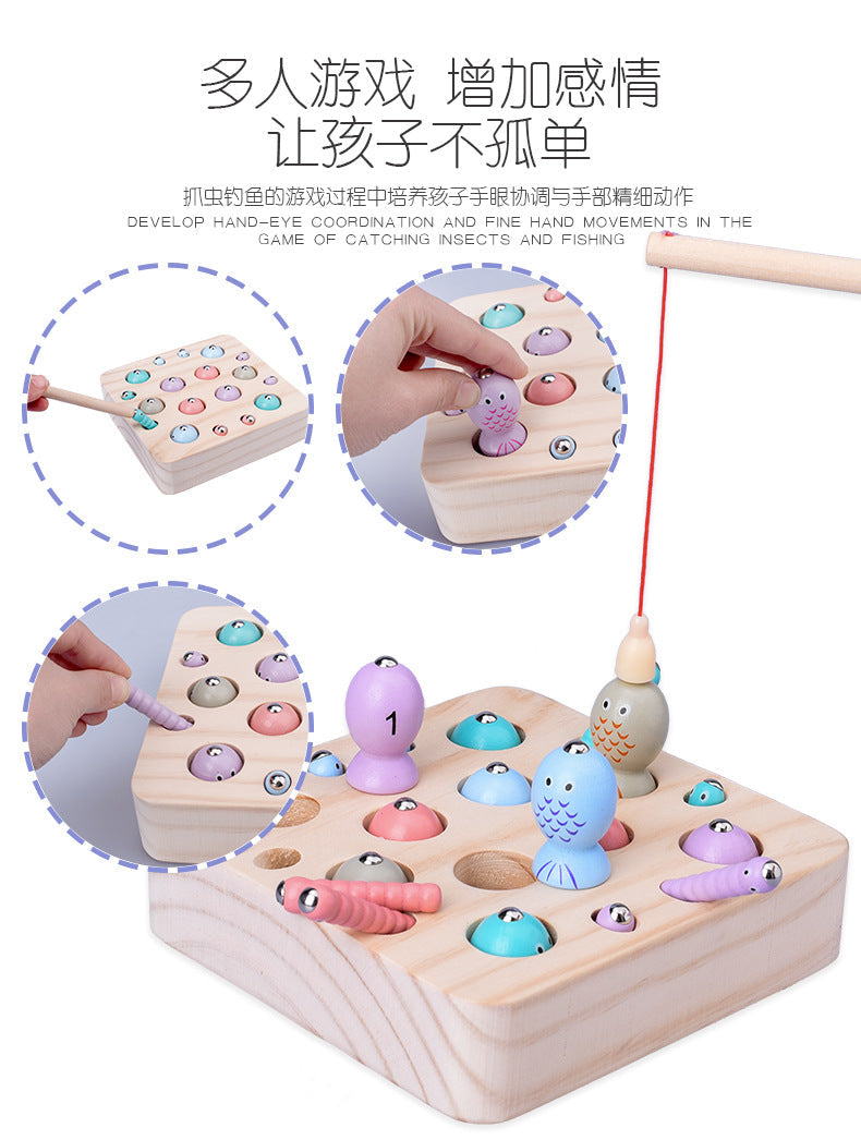 Kinmilo magnetic fishing game - wooden fish and number matching activity, image 12