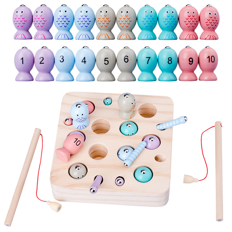 Kinmilo magnetic fishing game - wooden fish and number matching activity, image 3
