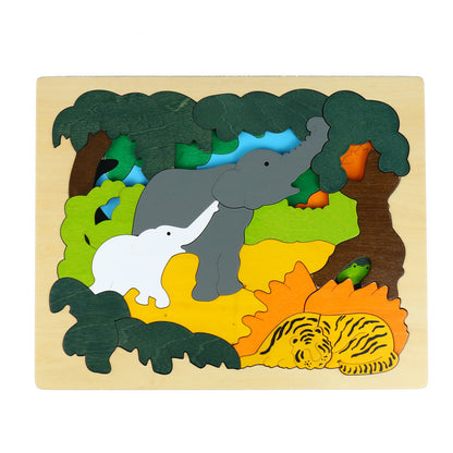 Multi-layer wooden themed animal and nature puzzle design photo 5