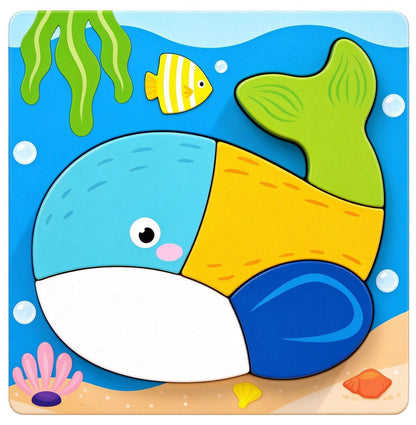 Wooden animal jigsaw magnetic puzzle, tangram and stacking learning activities