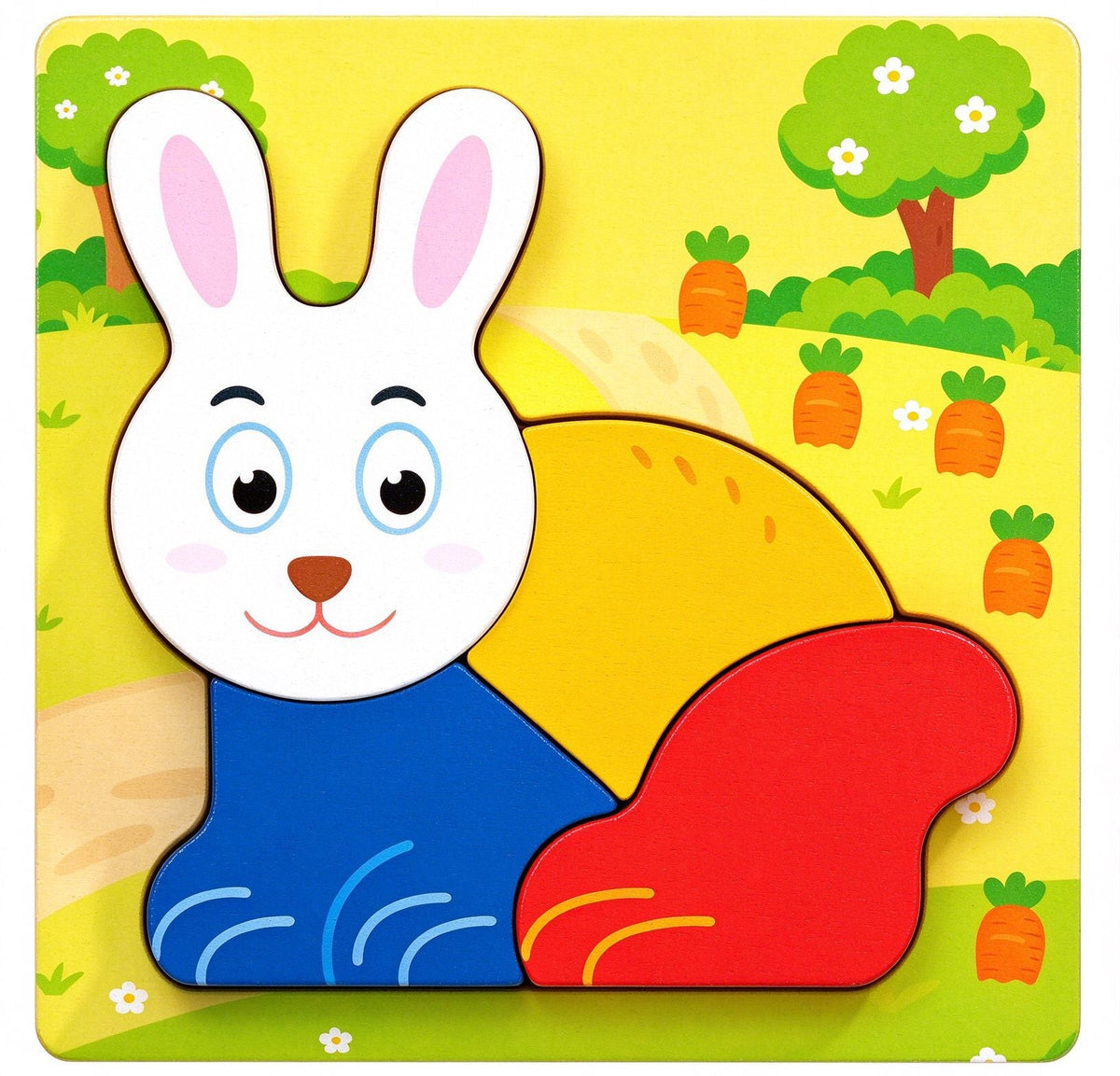 Kinmilo colorful wooden animal puzzle and shape matching learning set photograph