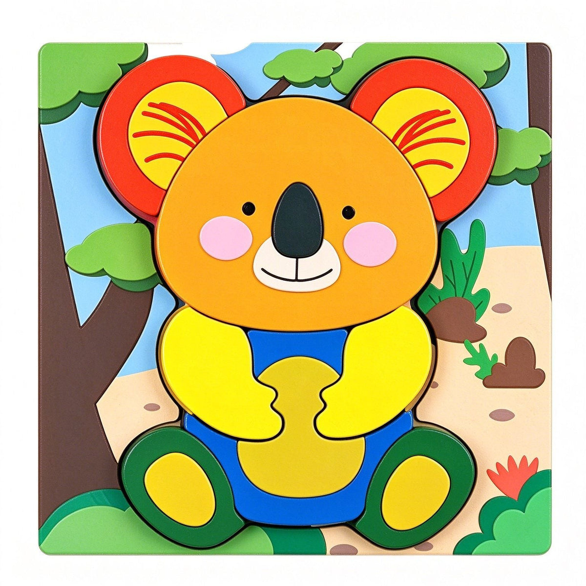Kinmilo colorful wooden animal puzzle and shape matching learning set photograph