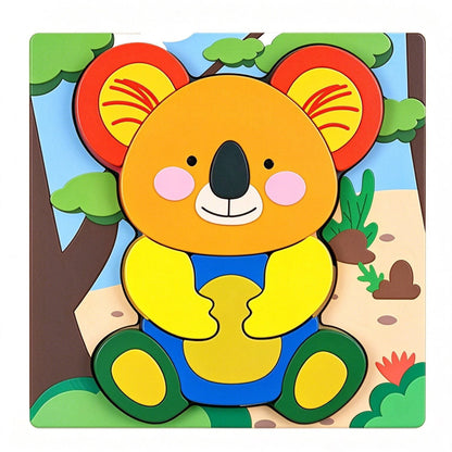 Kinmilo colorful wooden animal puzzle and shape matching learning set photograph
