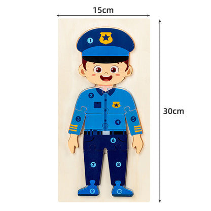 Occupations community helper character wooden puzzle board view 6