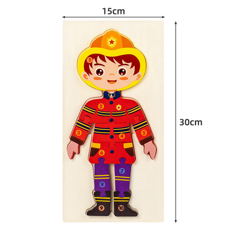 Occupations community helper character wooden puzzle board view 8