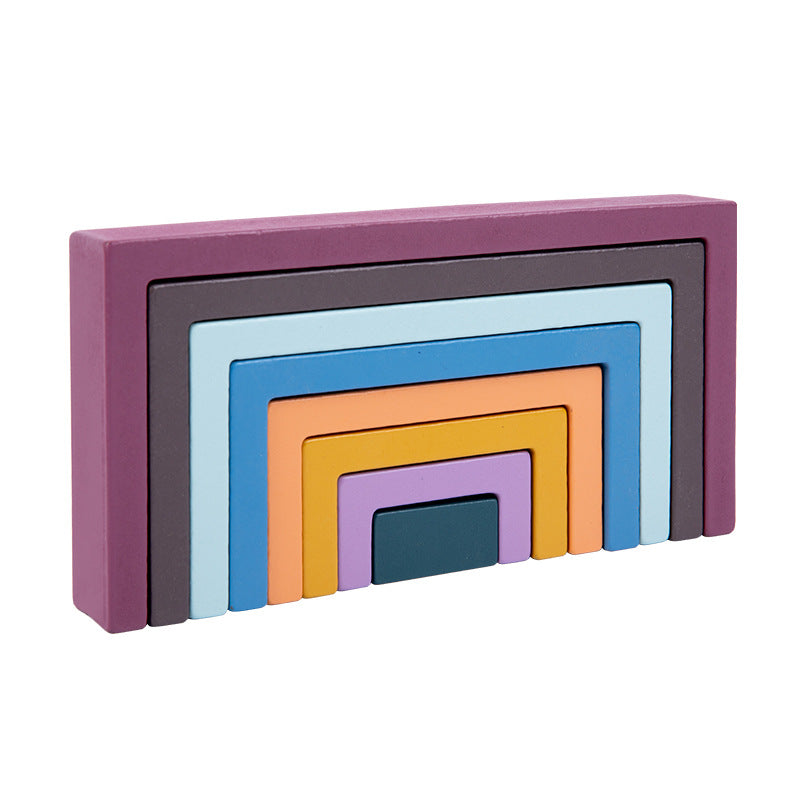 Rainbow wooden nesting blocks and stacking arches creative construction photo 10