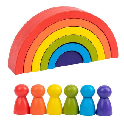 Rainbow wooden nesting blocks and stacking arches creative construction photo 12