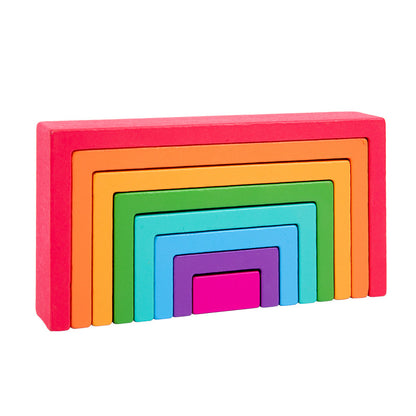 Rainbow wooden nesting blocks and stacking arches creative construction photo 13