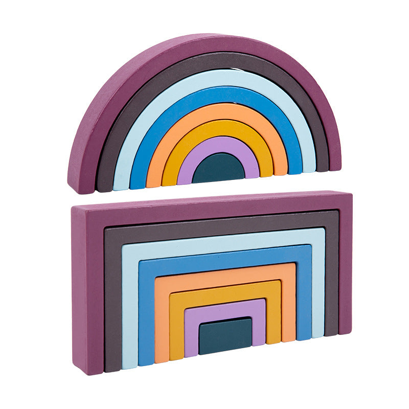 Rainbow wooden nesting blocks and stacking arches creative construction photo 7