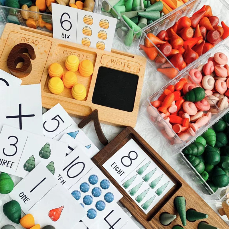 Kinmilo wooden Montessori counting, tracing and sensory learning collection - detail 2