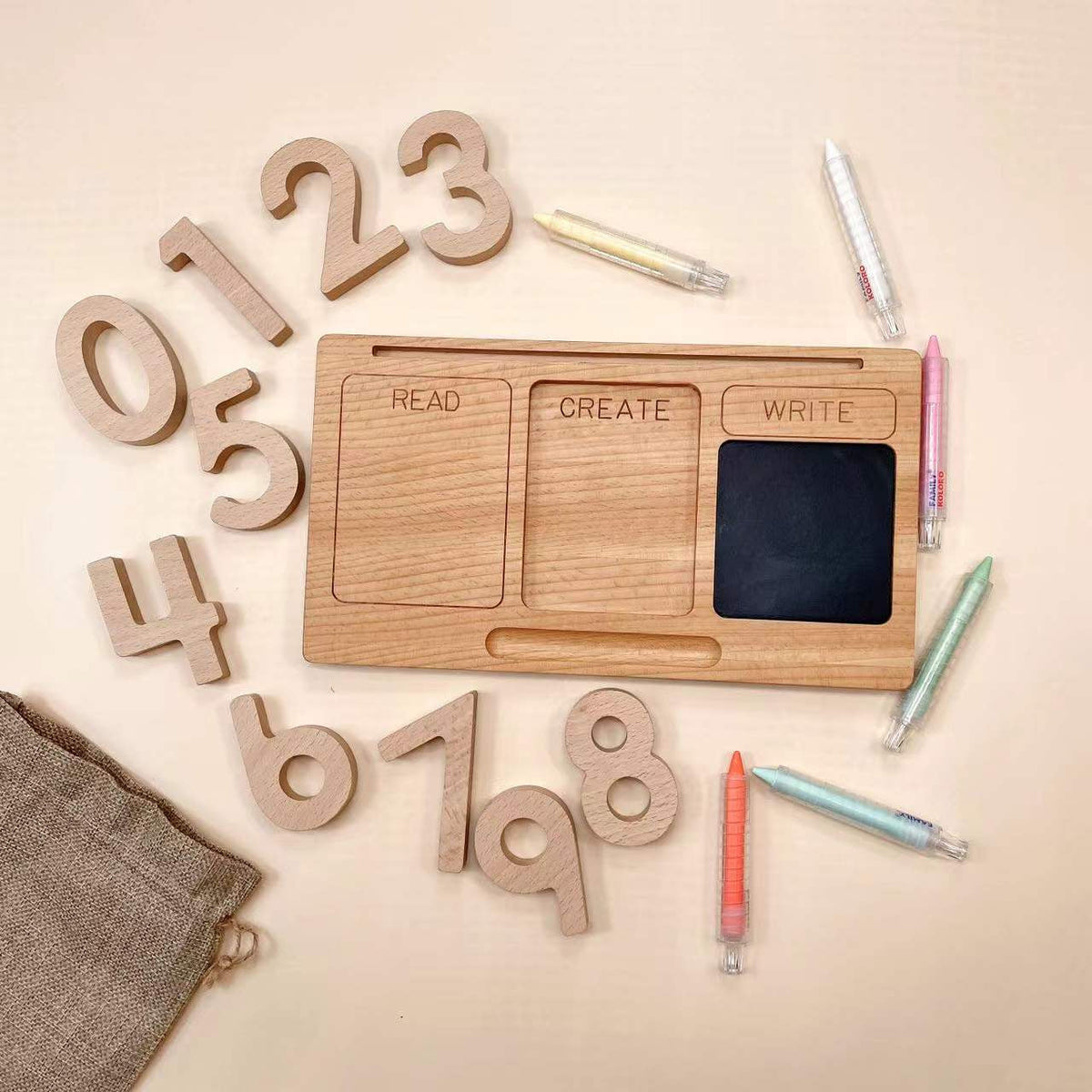 Kinmilo Montessori wooden tracing board sensory tray numbers and letters gallery 33
