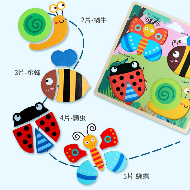 Kinmilo illustrated wooden animal and transport matching puzzle board - theme view 5
