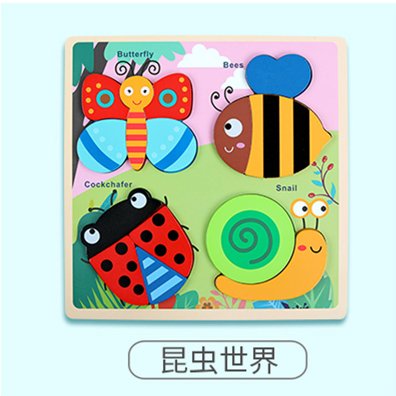 Kinmilo illustrated wooden animal and transport matching puzzle board - theme view 6