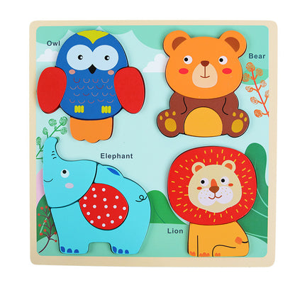 Kinmilo illustrated wooden animal and transport matching puzzle board - theme view 9